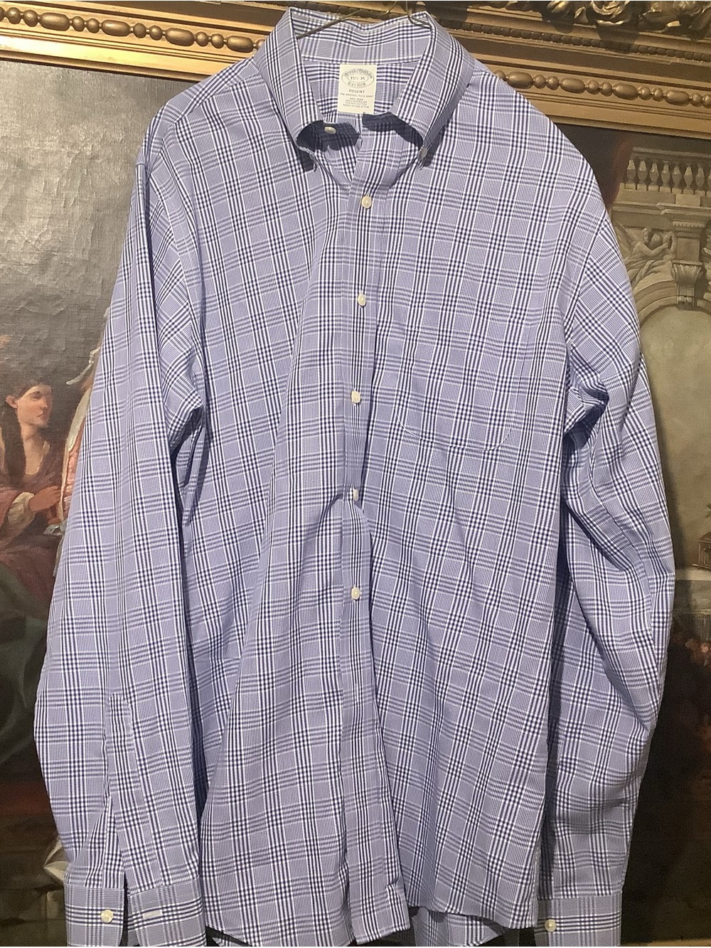 Brooks Brothers Regent Blue/White Windowpane Check Button-Down Shirt Sz 15.5 - Picture 6 of 6